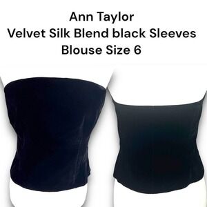Ann Taylor Velvet Slik Blend Black Sleeveless Structured Tube Top Blouse Sz 6